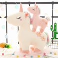thumbnail image 3 of JM Peluche de unicornio Kawaii rosa para niños y niñas, juguete de peluche de animales suaves, muñecos de caballo, almohada, regalos de cumpleaños JM JM, 3 of 5