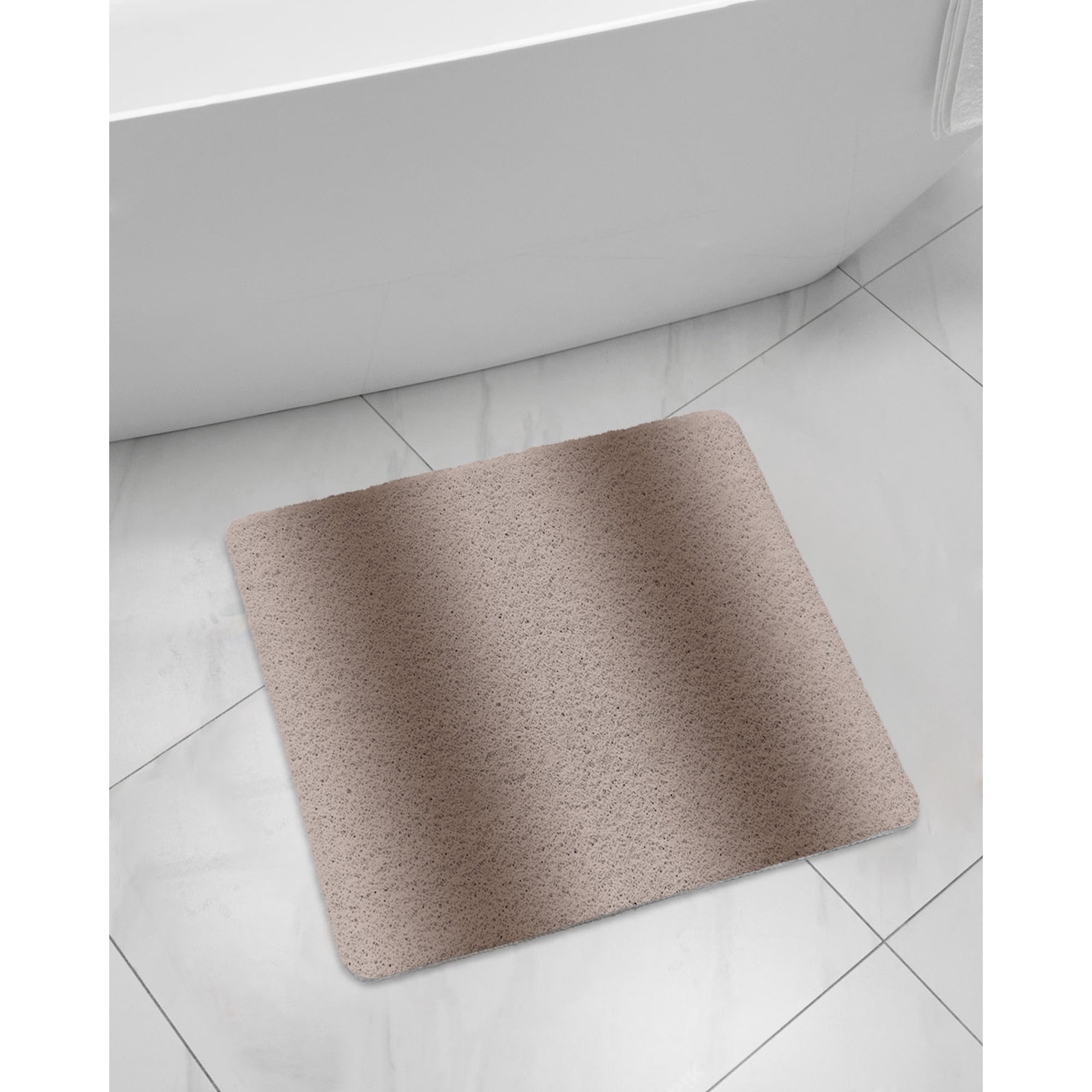 Mocha Brown Gradient Non-Slip Bathtub Mat, Abstract Texture Modern Simple PVC Bath Mat for Tub Quick Drying Shower Mats for Inside Shower, Foot Scrubber Loofah Bathroom Mats 24x24 Inches