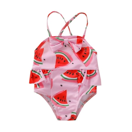 

nsendm Kids Swim Suit with Shorts Sleeveless Bathing Wear Watermelon Swimsuit 3M-3Y Summer Swim Suit Girl Size 7 Pink 2-3 Years