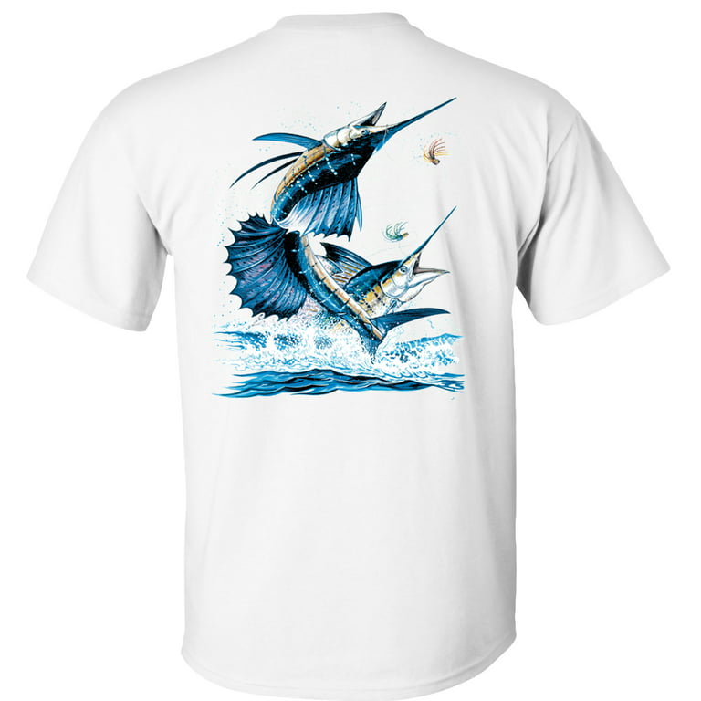 Fair Game Sailfish Fishing T-Shirt, Swordfish Saltwater Fish, Fishing  Graphic Tee-White-XL 