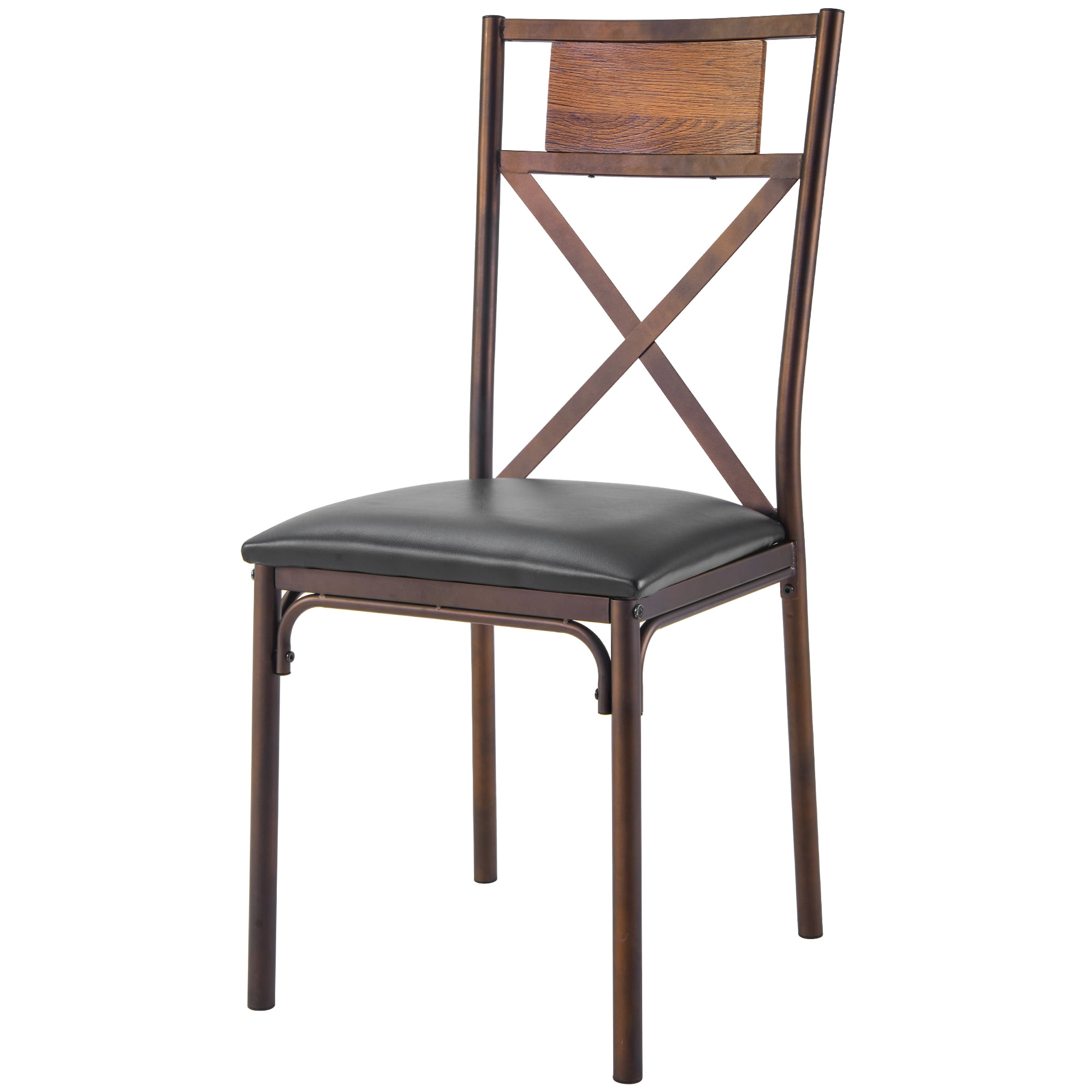 Kepooman 5 Piece Metal Dining Table Set with 4 Padded Chairs for Kitchen, Brown Kepooman 5 Piece Metal Dining Table Set with 4 Padded Chairs for Kitchen, Brown