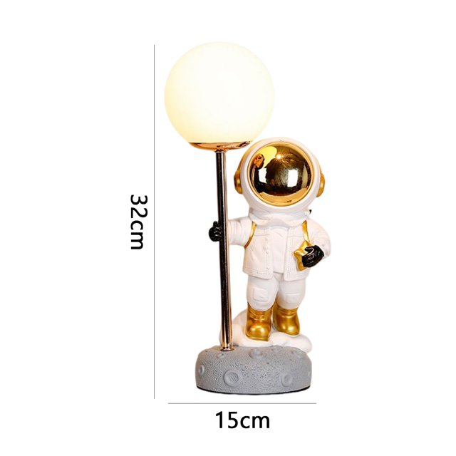 Astronauta de resina Luna Lámpara de escritorio Enchufe USB Adornos de iluminación Regalo para niños (Blanco) Hugtrwg Para estrenar