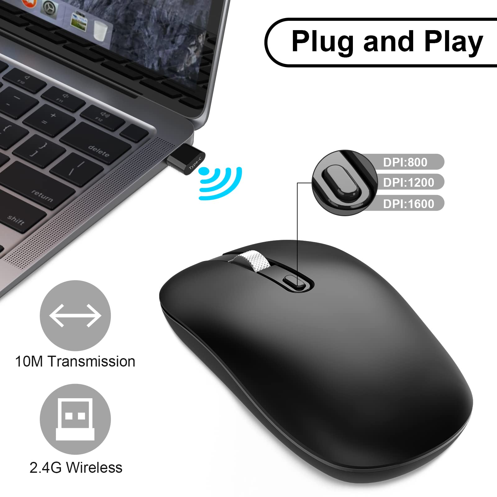 Cimetech Type-C Wireless Mouse, Silent 2.4GHz photo 2
