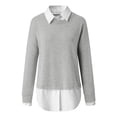 thumbnail image 6 of Bibifish Womens Sweaters Solid Color Long Sleeve Sweaters With Collared Tops 2 In 1 Ladies Causal Workout Knitted Pullover Tops, 6 of 6