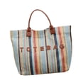 thumbnail image 3 of Bolso tote ligero con estampado de letras a rayas, ideal para vacaciones, ciudad, verano y negocios. Marrón, 3 of 9