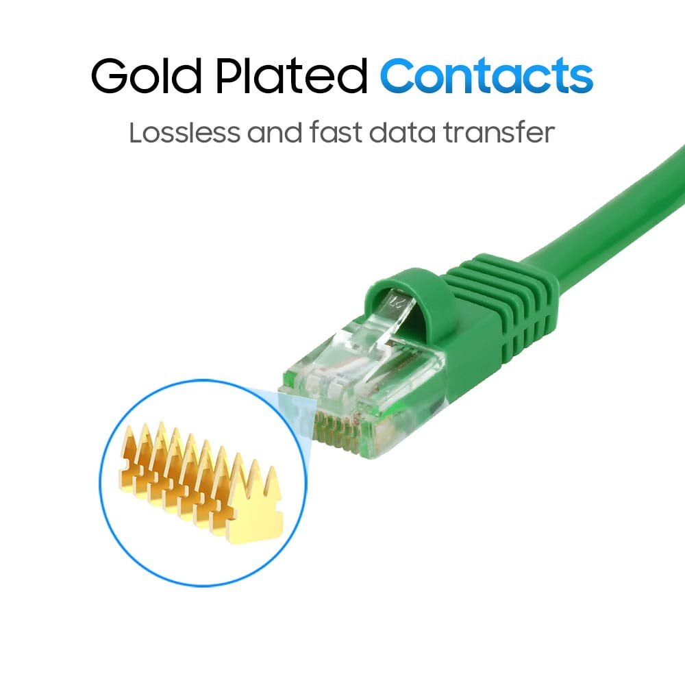 Cmple - Cat5e Ethernet Cable 10 ft, 350 MHz UTP Cat 5e Ethernet Patch Cord, 1Gbps Network Lan Cables, RJ45 Connectors, Compatible with Laptop, Modem, Router - Green