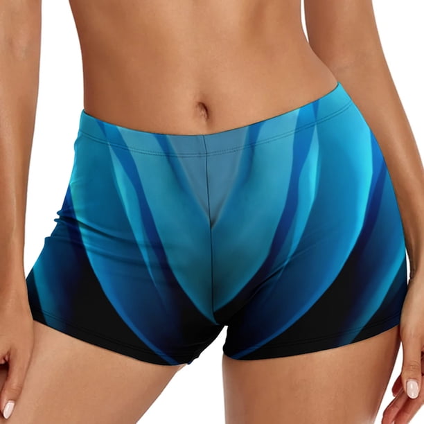 Gibobby Traje De Baño Mujer Pantalones cortos de baño para mujer, traje de baño de cintura alta con estampado étnico informal, pantalones cortos de fondo(Azul,CH)