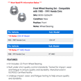 thumbnail image 2 of Front Wheel Bearing Set - Compatible with 1985 - 1991 Honda Civic 1986 1987 1988 1989 1990, 2 of 2