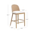 thumbnail image 4 of Nathan James Rikki Seagrass Bar Stool with Back, 2-Pack Boucle Counter Stool with Upholstered Seat, Solid Wood Frame, and Woven Seagrass Backrest, 4 of 5