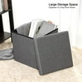 thumbnail image 4 of PINPLUS 15 inches Folding Storage Ottoman with Lid Tray,Coffee Table,Foot Rest, Ottoman Cube Chair Stool Storage Toy Chest for Living Room,Bedroom,(Set of 2 Grey), 4 of 6