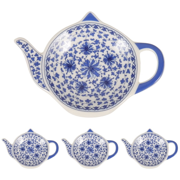 Topbathy 4pcs Teapot Shaped Tea Bag Holder Dish Heat Resistant Snack Plate For Home Restaurant And Tea Use