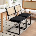 thumbnail image 4 of Dining Chairs Set of 2, Modern Fauex Leather Rattan Side Accent Chairs, Mid Century Upholstered Kitchen Chairs for Dining Rooms Living Rooms Banquets (Black), 4 of 7