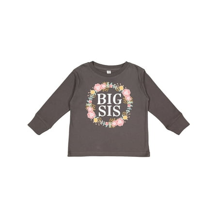 

Inktastic Big Sis Rose Floral Wreath Sister Girls Long Sleeve Toddler T-Shirt