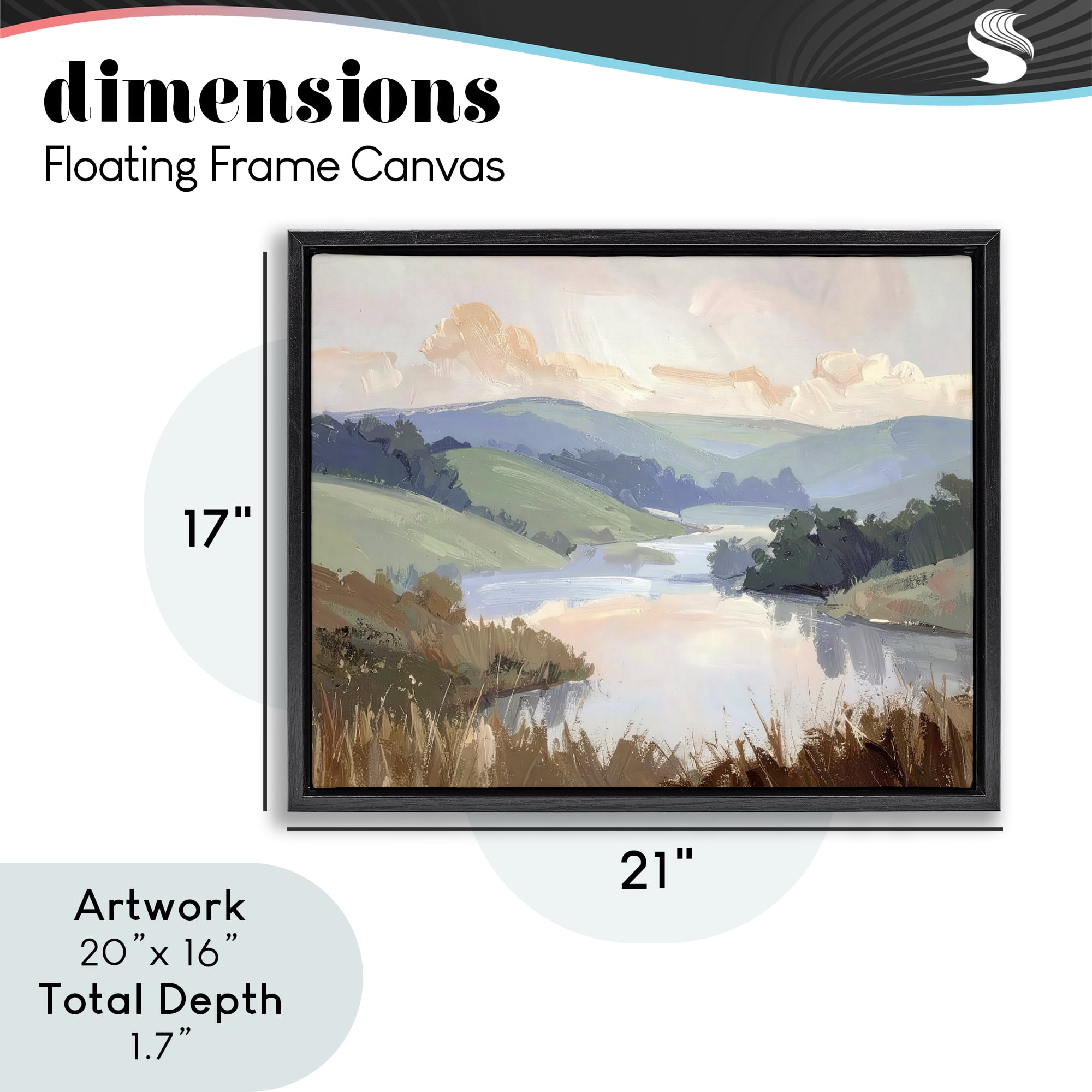 Stupell Industries Muted Distant Mountains Black Framed Floater Canvas Wall Art, design by Alonza Saunders