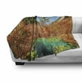 thumbnail image 3 of Nature Soft Flannel Fleece Throw Blanket, Idyllic Fall Landscape with a Creek Among the Forest in National Park Valley Art, Cozy Plush for Indoor and Outdoor Use, 70" x 90", Green Amber, by Ambesonne, 3 of 6