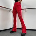thumbnail image 3 of Vedolay Women for Trousers Womens Baggy Jeans High Waisted Straight Leg Streetwear Vintage Pants,Red M, 3 of 5