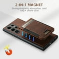 thumbnail image 4 of ELEHOLD for Samsung S23 Ultra Case, Compatible with Mag Safe Accessory, 2 in 1 Detachable Magnetic Card Holder Faux Lychee Pattern Leather Kickstand Wallet Case for Samsung S23 Ultra,Brown, 4 of 6