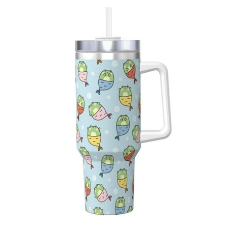

Matuu Frog In Mermaid for 40OZ Ice Cup with Handle Durable Thermal Cups Keep Drinks Cold and Hot Insulated Car Mug with Lid