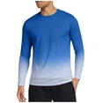 thumbnail image 2 of Ceisia Men's Long Sleeve Sports T-Shirt Gradient Print Quick Dry Moisture Wicking Breathable Stretch Running Gym Top Blue Gifts for Father L, 2 of 5