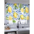 thumbnail image 5 of Sheer Curtains 54 Inch Length 2 Panels Set for Kitchen, Yellow Lemon Semi Sheer Curtains for Windows, Botanical Spring Leaves Abstract Blue Tile Voile Window Treatments Rod Pocket Curtain, 5 of 7