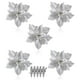 thumbnail image 3 of Wosthever 15/5 uds, polvo de brillo de flores artificiales de Navidad, adornos de árbol de Navidad DIY, flores falsas, decoraciones de Año Nuevo de Kits de decoración para fiestas plata 5PCS, 3 of 6