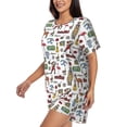 thumbnail image 2 of Naloa Retro Style Women's Short-Sleeved Pajama Set, Loungewear, Summer pajamas, Breathable Cozy - X-Large, 2 of 9