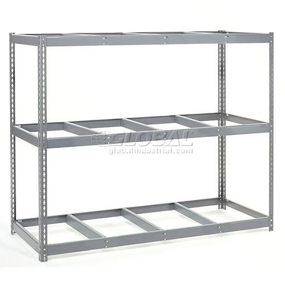 Global Industrial BC24969N3 3 Shelf Heavy Duty Channel Boltless Shelving Starter, No Deck - Gray - 96 x 24 x 96 in.