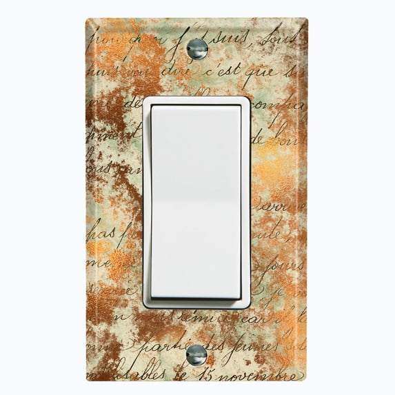 Metal Light Switch Plate Outlet Cover (Letter Autumn Copper Leaves Damask LET017)