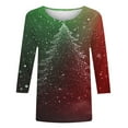 thumbnail image 4 of Aboser Womens Funny Christmas Shirts 3/4 Sleeve Party Holiday Tops Trendy Red and Green Print Blouse Plus Size Loose Crewneck T-Shirt 2026, 4 of 5