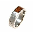thumbnail image 1 of Genuine Hawaiian koa wood diamond wedding band ring titanium scroll 6mm size 5.5, 1 of 6