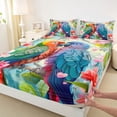 thumbnail image 3 of Manfei Boys Girls Cartoon Parrots Twin Sheet Sets 3pcs,Chic Floral Flower Twin Fitted Sheet Microfiber,Happy Valentine's Day Breathable Flat Sheet,Breathable Home Decor, 3 of 7