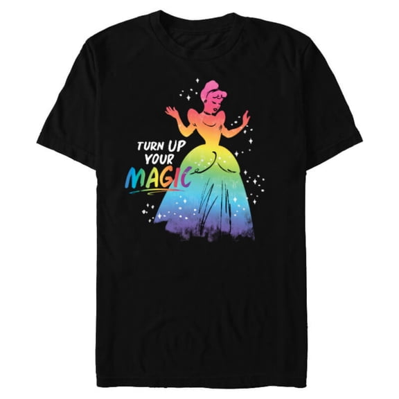 Disney Princess Cinderella Rainbow Turn Up Your Magic- Short Sleeve Blended T-Shirt for Adults - Customized-Black