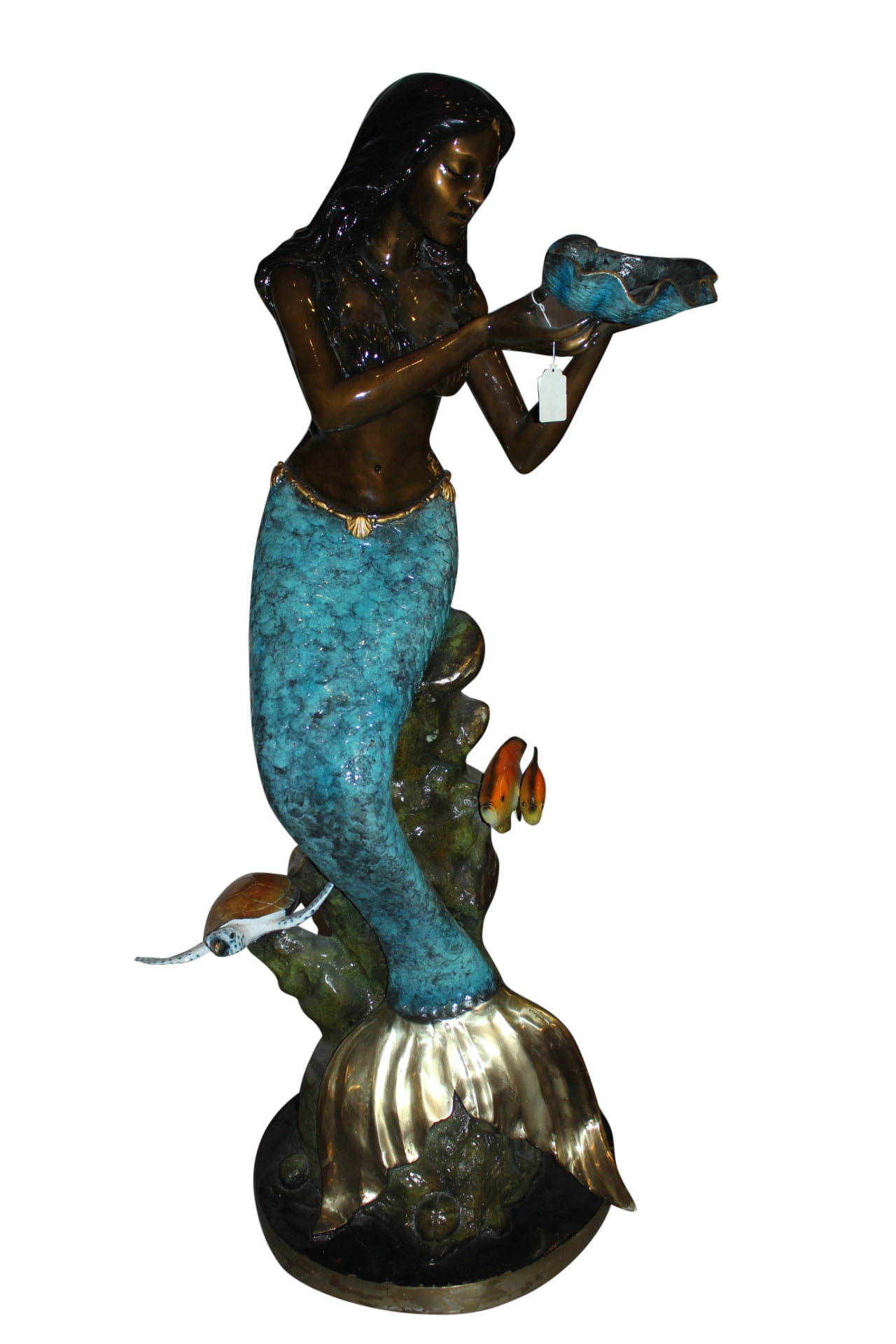 Mermaid Holding Shell L W Turtle And Fish Bronze Fountain 38 X 24 X 68 H Walmart Com Walmart Com