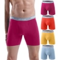 thumbnail image 1 of Men's Underwear Cotton Boxer Briefs Open Fly Tagless Underpants for Men 4 Pack, 1 of 6