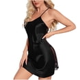 thumbnail image 2 of ylioge Nightgowns for Women Trendy See-Through Backless Silk Mini Dresses Ladies Solid Crew Neck Spaghetti Strap Homewear Sleepshirts, 2 of 3