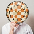 thumbnail image 6 of Yayeee Wall Clock Battery Operated 11.9" Silent Quartz Non-Ticking for Living Room Decor, Orange Checkered Pattern, 6 of 8