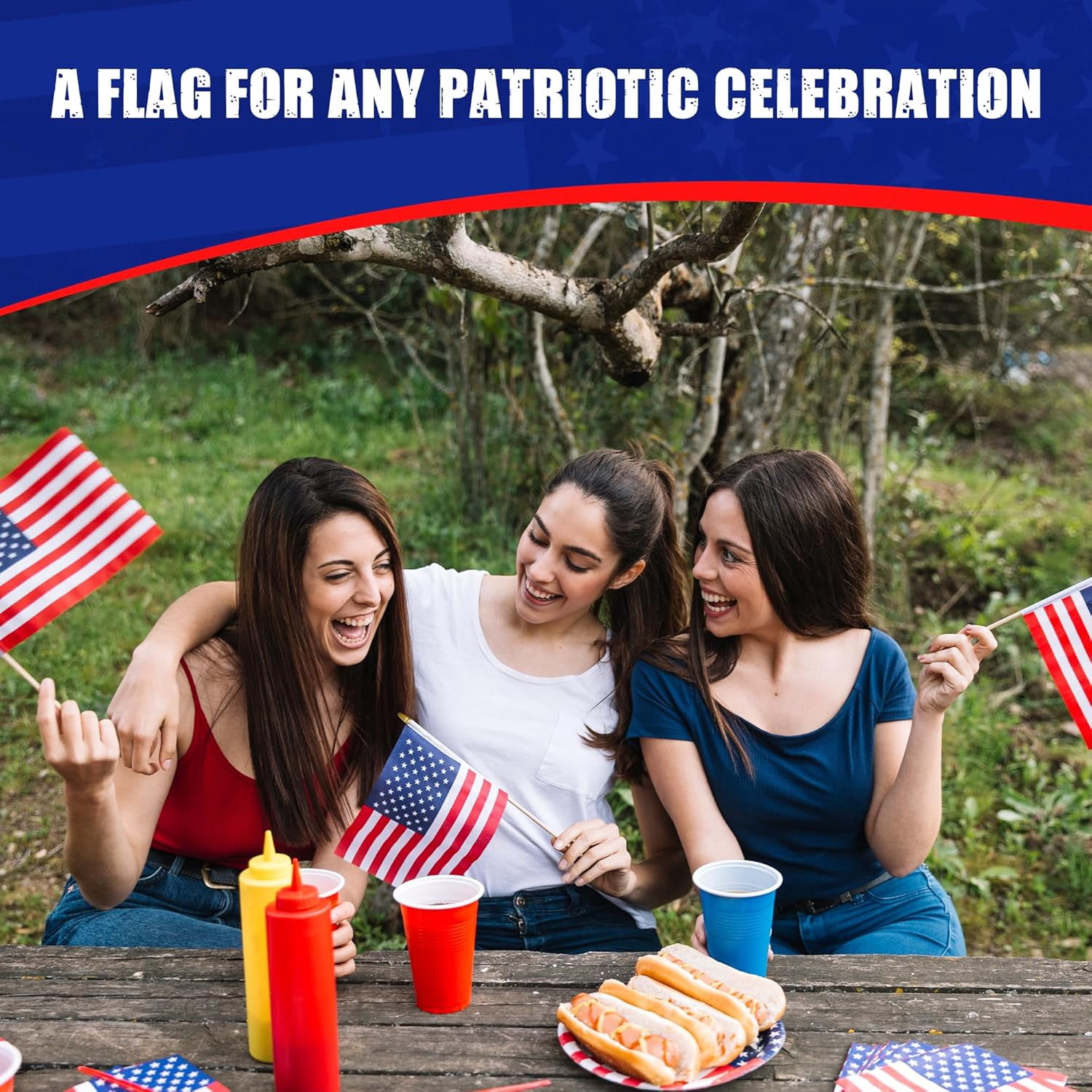 12-Pack, Super Tough US Stick Flag 12"x18" 30" x 3/8" No Fray -US Made