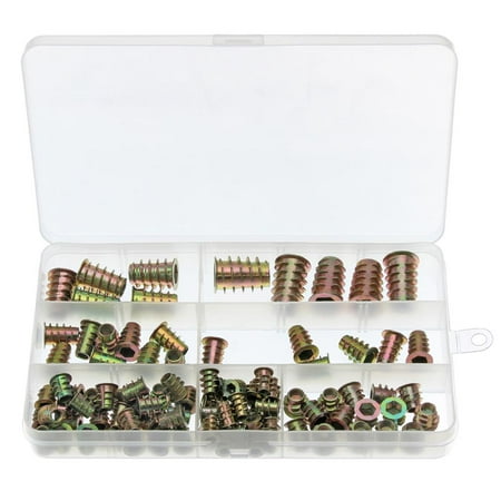

100pcs M4-M10 Hex Socket Insert Nut Galvanized Steel Hex Socket Screw-in Nut Professional Embedded Nut with Storage Box for Soft Wood Furniture Industry