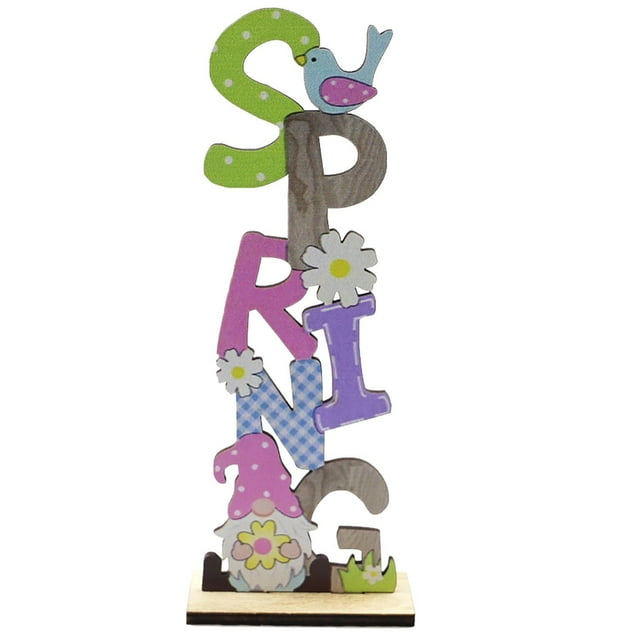 yulier Spring Easter Table Decorations, Wooden Easter Bunny Gnome Sign Centerpiece, Wood Bunny Rabbit Table Ornaments for Spring Easter Party Home Office Farmhouse Tabletop Decor