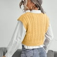 thumbnail image 6 of Aueoeo Light Weight Sweaters for Women Casual, Women's Sleeveless V Neck Sweater Vest Cable Knit Crop Trendy Pullover Knitwear Tank Tops, 6 of 8