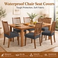 thumbnail image 4 of OKKEEY Waterproof Chair Seat Covers with Velcro Closure, 2Pcs Stretch Slipcovers for Dining Chairs, Removable Seat Cushion Protectors for Kitchen Chairs, Dark Gray, 4 of 10