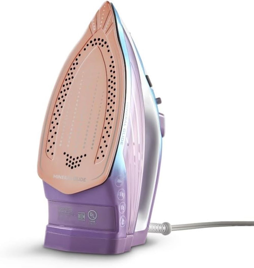 BLACK+DECKER Moonstone Iron, Ceramic Infused Soleplate & Anti-Drip Function with Auto Clean and Auto Shut-off, 50% Smoother Glide for Fabric Wrinkles