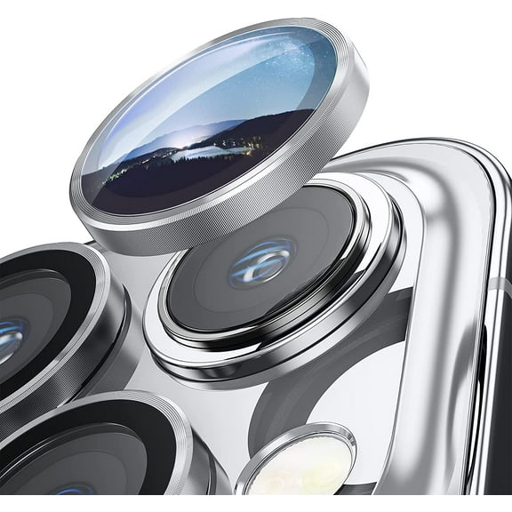for iPhone 14 Pro Max & iPhone 14 Pro Camera Lens Protector, Case-Friendly, Military-Grade Shockproof Camera Protection for iPhone Accessories - Silver