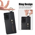 thumbnail image 5 of for Samsung Galaxy Note 20 Ultra Zipper Wallet Case, Premium Lychee Texture PU Leather Double Magnetic Clasp Flip Kickstand Credit Card Slots Shockproof Portable Metal Ring Hook Phone Case,Black, 5 of 9