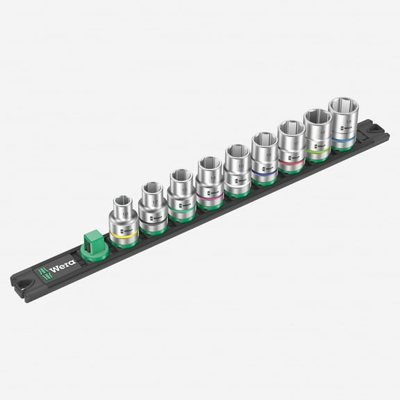 Wera 005460 Metric 1/2" Drive Zyklop Socket Set with Magnetic Holder, 9 Pieces