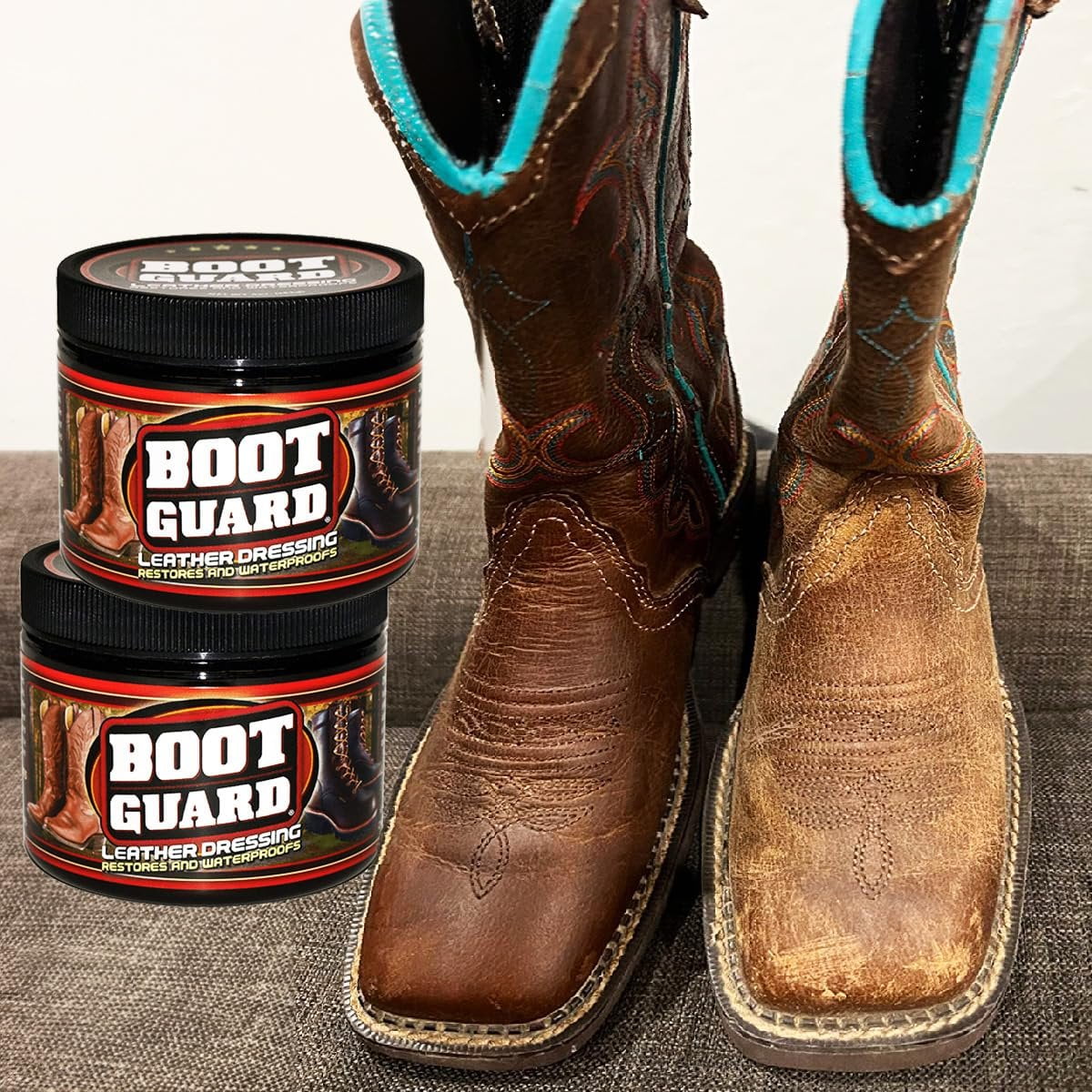 Boot Guard Leather Dressing: Restores and Conditions Leather Boots, Shoes,  Automotive Interiors, Jackets, Saddles, Unscented, 5 Ounce Jar - Walmart.com