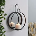 thumbnail image 3 of Danya B Round Wrought Iron Rustic Wall Sconce with Mirror Glass, 3 of 6