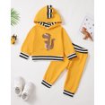 thumbnail image 2 of Kucnuzki Infant Baby Boys Pant Sets Fall Dinosaur Print Long Sleeves Hooded Top Sweatpants 2pcs Baby Boys Outfits Yellow 18-24 Months, 2 of 9
