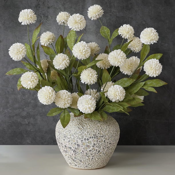 Flores artificiales VIERENA, 12 piezas, crisantemo pompón de seda sintética, 69 cm