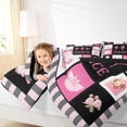 thumbnail image 2 of jejeloiu Ballet Dance Twin Comforter Sets,Kawaii Flowers Bedding Set,Pink Black Checkered 03 For Kids Reversible 2 Pieces, 2 of 8